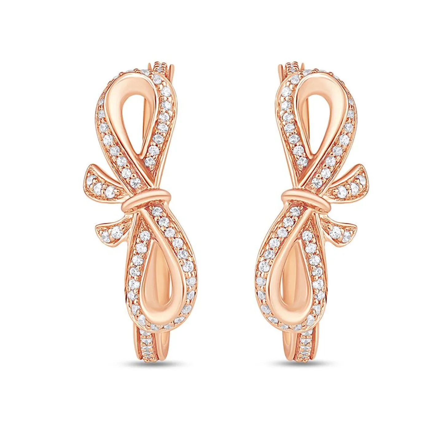 Enchanted Disney Fine Jewelry 14k Rose Gold 1/2 CTTW Snow White Bow Earrings