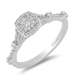 Enchanted Disney Fine Jewelry 14K White Gold and Rose Gold with 1/3 CTTW Diamonds Snow White Engagement Ring