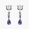 Enchanted Disney Fine Jewelry Black Rhodium over Sterling Silver with 1/20 CTTW White Diamond with Amethyst Ursula Earrings
