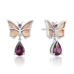 Enchanted Disney Fine Jewelry 14K Rose Gold over Sterling Silver with Rhodolite Garnet Mulan Earrings