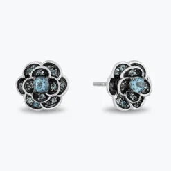 Enchanted Disney Fine Jewelry Sterling Silver London Blue Topaz Cinderella Gardania Stud Earrings