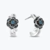 Enchanted Disney Fine Jewelry Sterling Silver with London Blue Topaz Cinderella Gardenia Flower Huggie Earrings