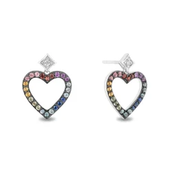 Enchanted Disney Fine Jewelry Sterling Silver with Accent Diamonds and Gemstones Majestic Princess Heart Earrings