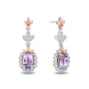 Enchanted Disney Fine Jewelry Sterling Silver and 10K Rose Gold 1/5 CTTW Diamond and Rose De France Rapunzel Drop Earrings