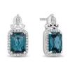 Enchanted Disney Fine Jewelry Sterling Silver with 1/6 CTTW Diamonds and London Blue Topaz Cinderella Stud Earrings