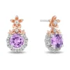 Enchanted Disney Fine Jewelry 14K Rose Gold Over Sterling Silver with 1/5 CTTW Diamonds and Rose de France Rapunzel Earrings