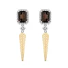 Enchanted Disney Fine Jewelry Sterling Silver and 14K Yellow Gold with 1/5 CTTW Diamonds and Smokey Quartz Pocahontas Earrings