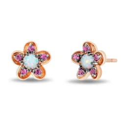 Enchanted Disney Fine Jewelry 14K Rose Gold Over Sterling Silver with Created Opal Mulan Earrings