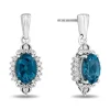 Enchanted Disney Fine Jewelry Sterling Silver with 1/8 CTTW Diamonds and London Blue Topaz Cinderella Earrings