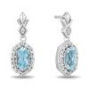 Enchanted Disney Fine Jewelry Sterling Silver with 1/10 CTTW Diamonds and Checkerboard Sky Blue Topaz Elsa Earrings