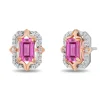 Enchanted Disney Fine Jewelry 14K Rose Gold over Sterling Silver with 1/6 CTTW Diamonds and Created Pink Sapphire Aurora Earrings