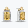 Enchanted Disney Fine Jewelry Sterling Silver and 10K Yellow Gold with 1/6 CTTW Diamonds and Citrine Belle Stud Earrings