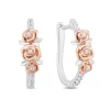 Enchanted Disney Fine Jewelry 10K Rose Gold and Sterling Silver with 1/5 CTTW Diamond Belle"Dozen Roses" Earrings
