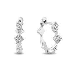 Enchanted Disney Fine Jewelry Sterling Silver with 1/10 CTTW Diamond Elsa Huggie Earrings