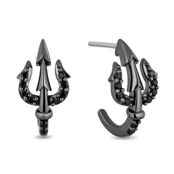 Enchanted Disney Fine Jewelry Black Rhodium Over Sterling Silver with 1/6 CTTW Black Diamonds Ursula Trident Earrings