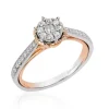 Enchanted Disney Fine Jewelry 14K White Gold and Rose Gold 1/3 CTTW Belle Rose Composite Engagement Ring