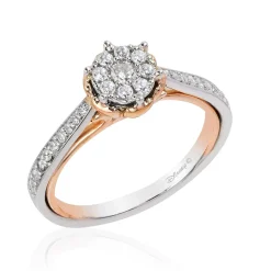 Enchanted Disney Fine Jewelry 14K White Gold and Rose Gold 1/3 CTTW Belle Rose Composite Engagement Ring