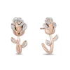Enchanted Disney Fine Jewelry 14K Rose Gold over Sterling Silver with 1/10 CTTW Diamonds Belle Earrings
