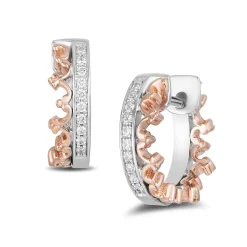 Enchanted Disney Fine Jewelry 10K White Gold and Rose Gold with 1/6 CTTW Majestic Princess Earring
