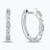 Enchanted Disney Fine Jewelry Sterling Silver with 1/8 CTTW Diamonds Ariel Hoop Earrings