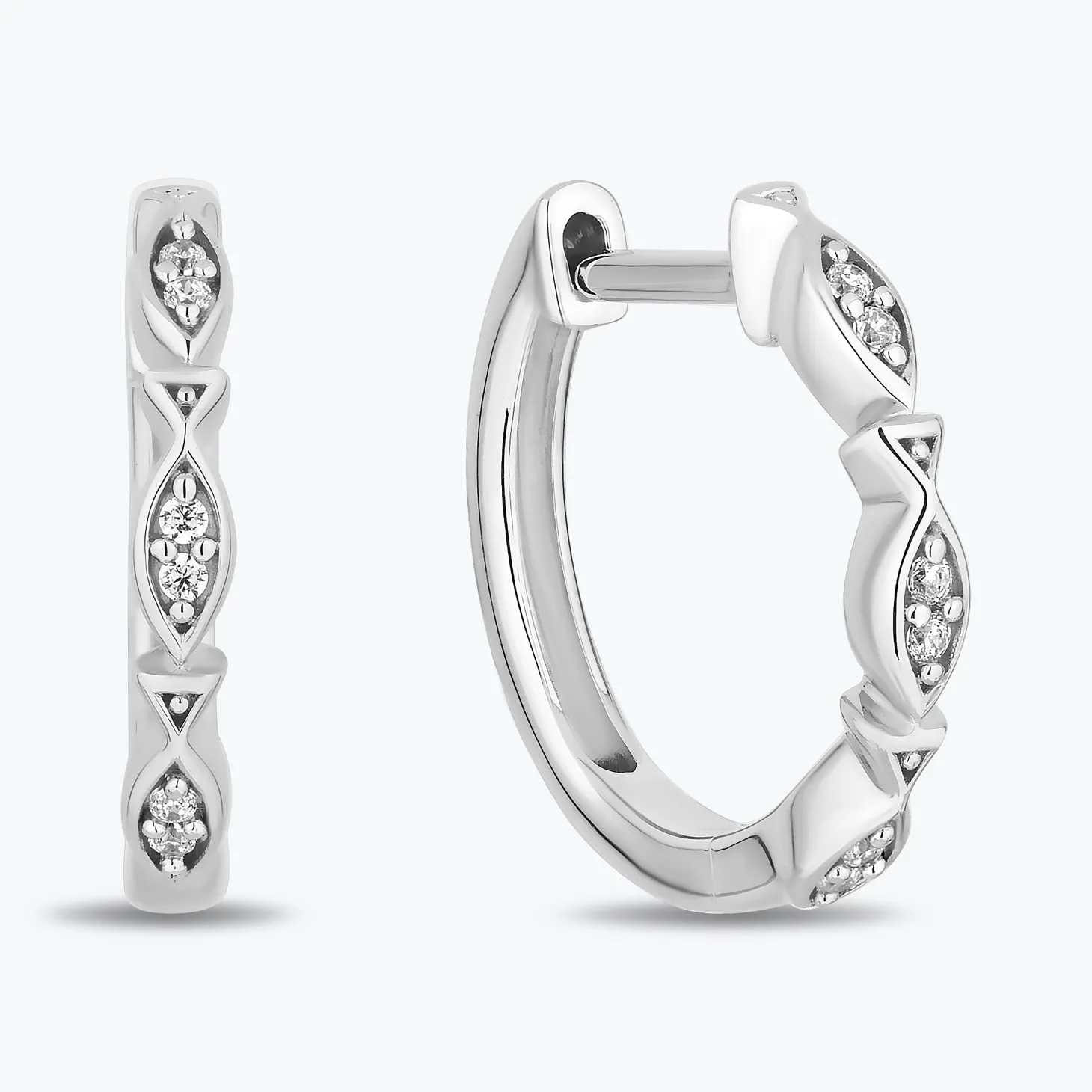 Enchanted Disney Fine Jewelry Sterling Silver with 1/8 CTTW Diamonds Ariel Hoop Earrings