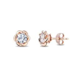 Enchanted Disney Fine Jewelry 14K Rose Gold with 1/2 CTTW Diamond Belle Solitaire Earrings