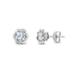 Enchanted Disney Fine Jewelry 14K White Gold with 1/2 CTTW Diamond Belle Solitaire Earrings
