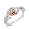 Enchanted Disney Fine Jewelry 14K White Gold and Rose Gold 1/4 CTTW Belle Promise Ring