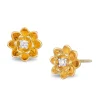 Enchanted Disney Fine Jewelry 10k Yellow Gold 1/20 CTTW Tiana Water Lily Earrings
