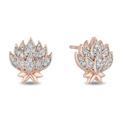 Enchanted Disney Fine Jewelry 14K Rose Gold over Sterling Silver 1/10 CTTW Jasmine Stud Earrings
