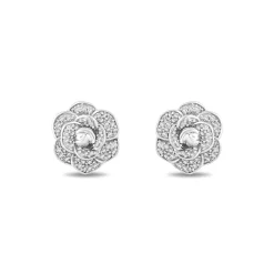 Enchanted Disney Fine Jewelry Sterling Silver with 1/5 CTTW Diamonds Cinderella 70th Anniversary Fashion Earrings
