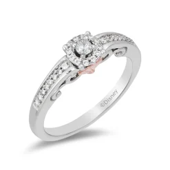 Enchanted Disney Fine Jewelry 14K White Gold and Rose Gold with 1/5 CTTW Ariel Shell Promise Ring