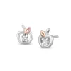 Enchanted Disney Fine Jewelry 14K Rose Gold Over Sterling Silver White Round 1/20 CTTW Diamond Snow White Stud Earrings