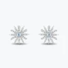 Enchanted Disney Fine Jewelry Sterling Silver with 1/3 CTTW Diamond and Sky Blue Topaz Elsa Snowflake Earrings