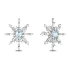 Enchanted Disney Fine Jewelry 10K White Gold with 1/5 CTTW Diamond And Aquamarine Elsa Earrings
