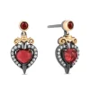 Enchanted Disney Fine Jewelry Black Rhodium Over Sterling Silver and 10K Yellow Gold with 1/8 CTTW Diamond and Red Garnet Evil Queen Earrings
