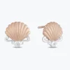 Enchanted Disney Fine Jewelry 10K White Gold  And Rose Gold Natural White Round Diamond Accent Ariel Shell Stud Earrings