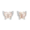 Enchanted Disney Fine Jewelry Sterling Silver and 10K Rose Gold 1/10 CTTW Natural White Round Diamond Mulan Butterfly Earrings