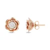 Enchanted Disney Fine Jewelry 14K White Gold and Rose Gold 1/5 CTTW Belle Rose Earrings