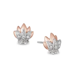Enchanted Disney Fine Jewelry Sterling Silver and 10K Rose Gold 1/10 CTTW Jasmine Earrings