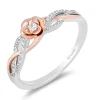 Enchanted Disney Fine Jewelry 14K Rose Gold Over Sterling Silver with 1/10 CTTW Diamonds Belle Promise Ring