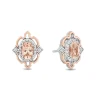 Enchanted Disney Fine Jewelry Sterling Silver and 10K Rose Gold with 1/6 CTTW Diamond and Morganite Aurora Stud Earrings