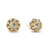 Enchanted Disney Fine Jewelry 10K Yellow Gold With 1/8 CTTW Diamond and Green Amethyst Tiana Stud Earrings