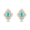 Enchanted Disney Fine Jewelry 10K Yellow Gold with 1/6 CTTW Diamonds and Swiss Blue Topaz Jasmine Earrings