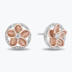 Enchanted Disney Fine Jewelry 14K Rose Gold Over Sterling Silver with 1/5 CTTW Diamonds Moana Earrings