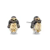 Enchanted Disney Fine Jewelry Black Rhodium Over Sterling Silver and 10K Yellow Gold 1/7 CTTW White Diamond and Champagne Diamond with Citrine Belle Stud Earrings