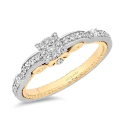 Enchanted Disney Fine Jewelry 14K White Gold And Yellow Gold with 1/4 CTTW Cinderella Promise Ring