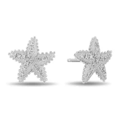 Enchanted Disney Fine Jewelry Sterling Silver with 1/10 CTTW Diamonds Ariel Starfish Earrings