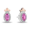 Enchanted Disney Fine Jewelry 14K Rose Gold Over Sterling Silver with 1/10 CTTW Diamonds and Created Pink Sapphire Aurora Earrings