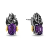 Enchanted Disney Fine Jewelry Black Rhodium Over Sterling Silver and 10K Yellow Gold with 1/10 CTTW Diamonds and Amethyst Ursula Stud Earrings